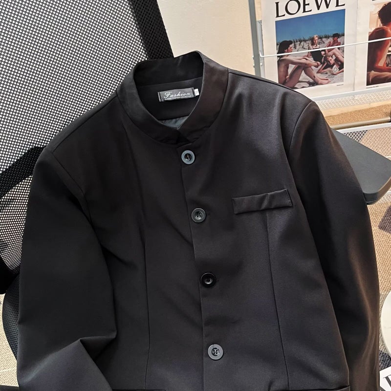 High-End Stylish New Chinese-Style Men'S Spring Casual Stand-Collar Short Blazer Jacket Ins Trend - Image 3